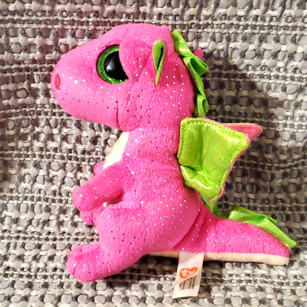 Ty Beanies Boos Darla  Pink Dinosaur Plush Stuffed Animal